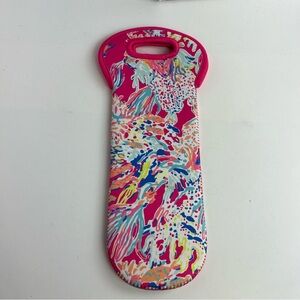 Lilly Pulitzer Insulated Wine Bottle Carrier Hot Pink Multicolor Sea Coral NWOT